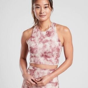 Athleta Women’s Conscious Crop Printed Marbled Sports Bra Size XS Dusty Rose